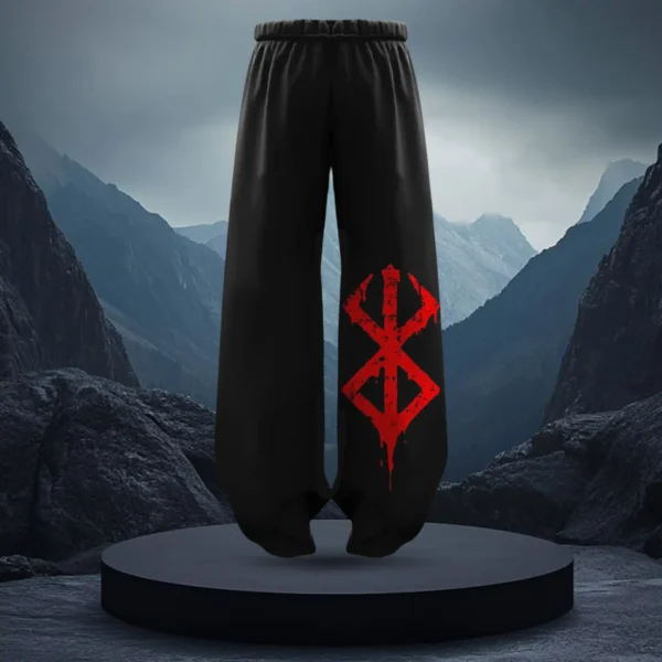 Black Baggy Pants with Berserk "Brand of Sacrifice" Design – TrendzyBay