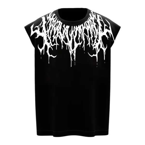Black Drip Metal Oversized Gym vest – Urban Grunge Edition