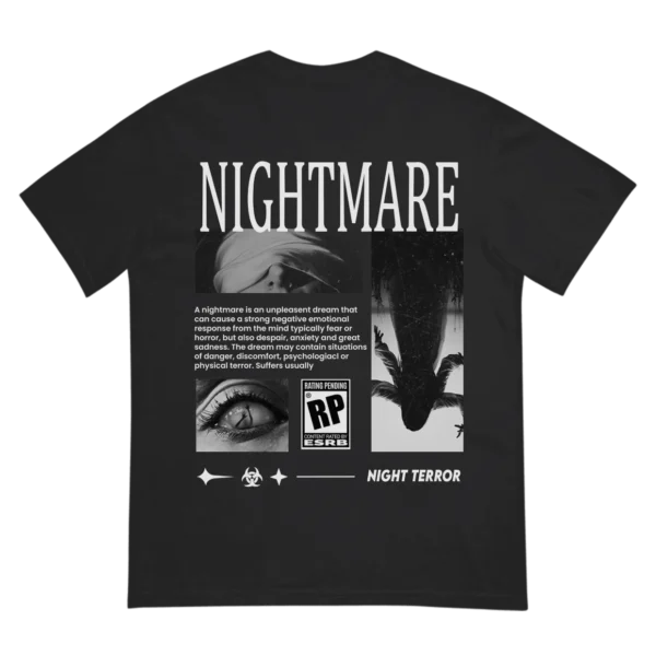 Nightmare Aesthetic Horror Graphic T-Shirt – "Night Terror" Design – Streetwear Black Tee
